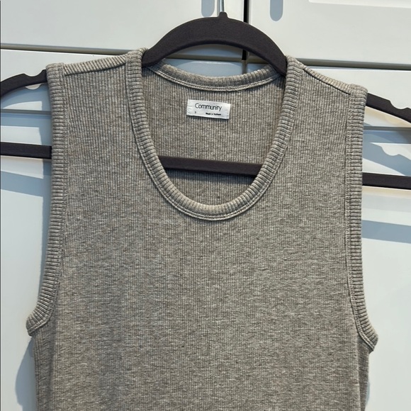 Aritzia Community Grey Midi Ribbed Sleeveless Stretch Tank Dress Size S - Picture 3 of 16
